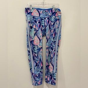 Lilly Pulitzer Luxletic Full Length Leggings Scale Up Shell Print - Size L GUC